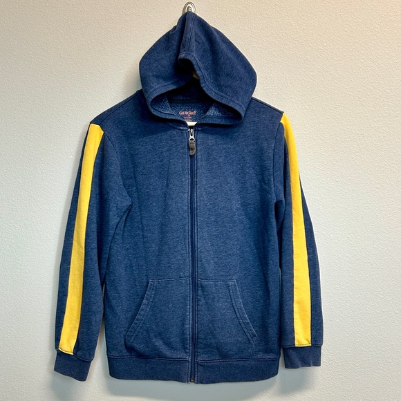 Jacket Zipper Hoodie Boy's L (12-14) Blue and Yellow Striped Cat & Jack Jumper - Picture 2 of 10